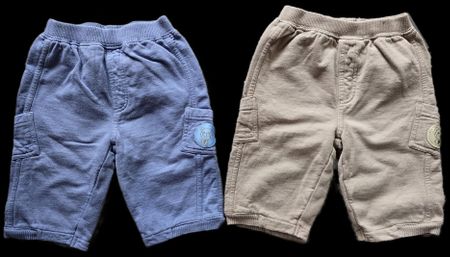 2er Set Baby Hose, Gr. 62/68 blau und beige