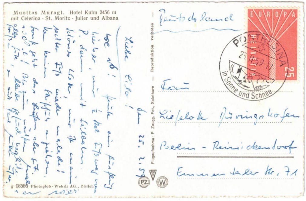 Cartoline postali: St. Moritz - Standseilbahn Muottas Muragl Bergstation – Usato da Binningen venduto da Mountainrider 1