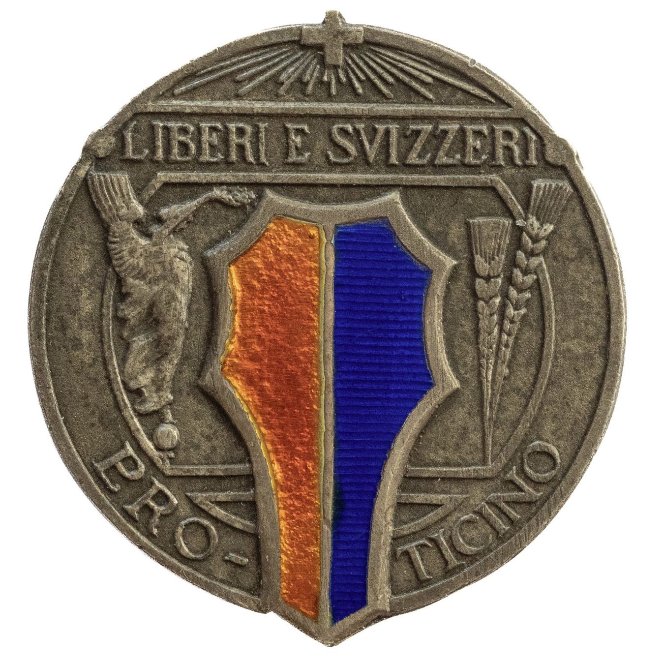 Medaglie: Liberi e Svizzeri Pro Ticino Silber emailliert – Usato da Rotkreuz venduto da Swiss-Coins