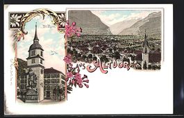 Litho Altdorf, Gesamtansicht, Tell-Thurm