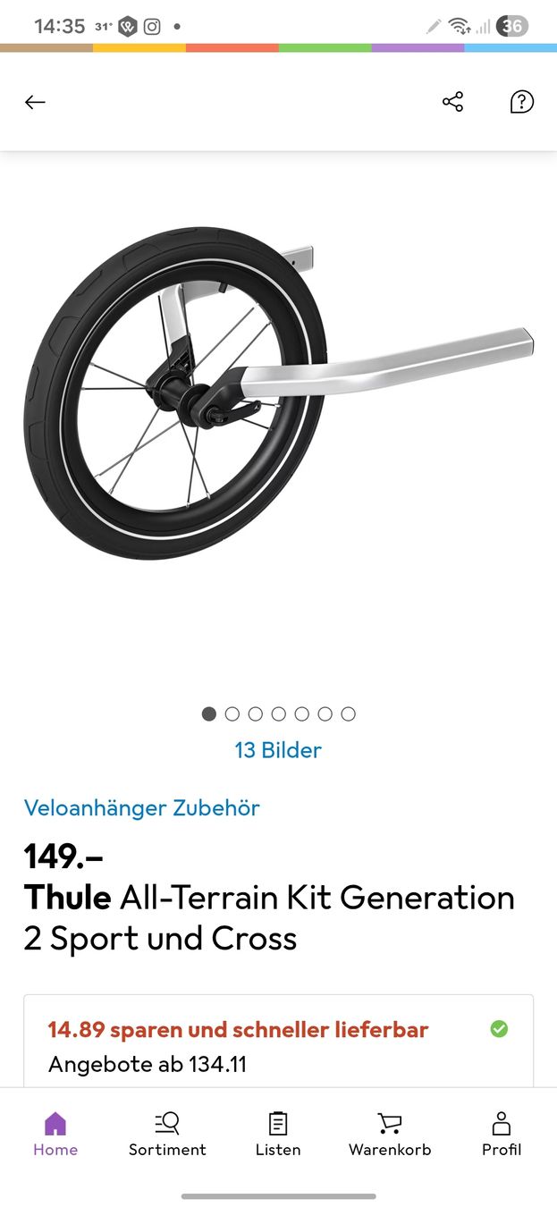 Thule Rimorchi: Thule Jogging-Set 2 für Velohänger neu  – Nuovo e nell'imballaggio originale da Belp venduto da jan_bm9v 1