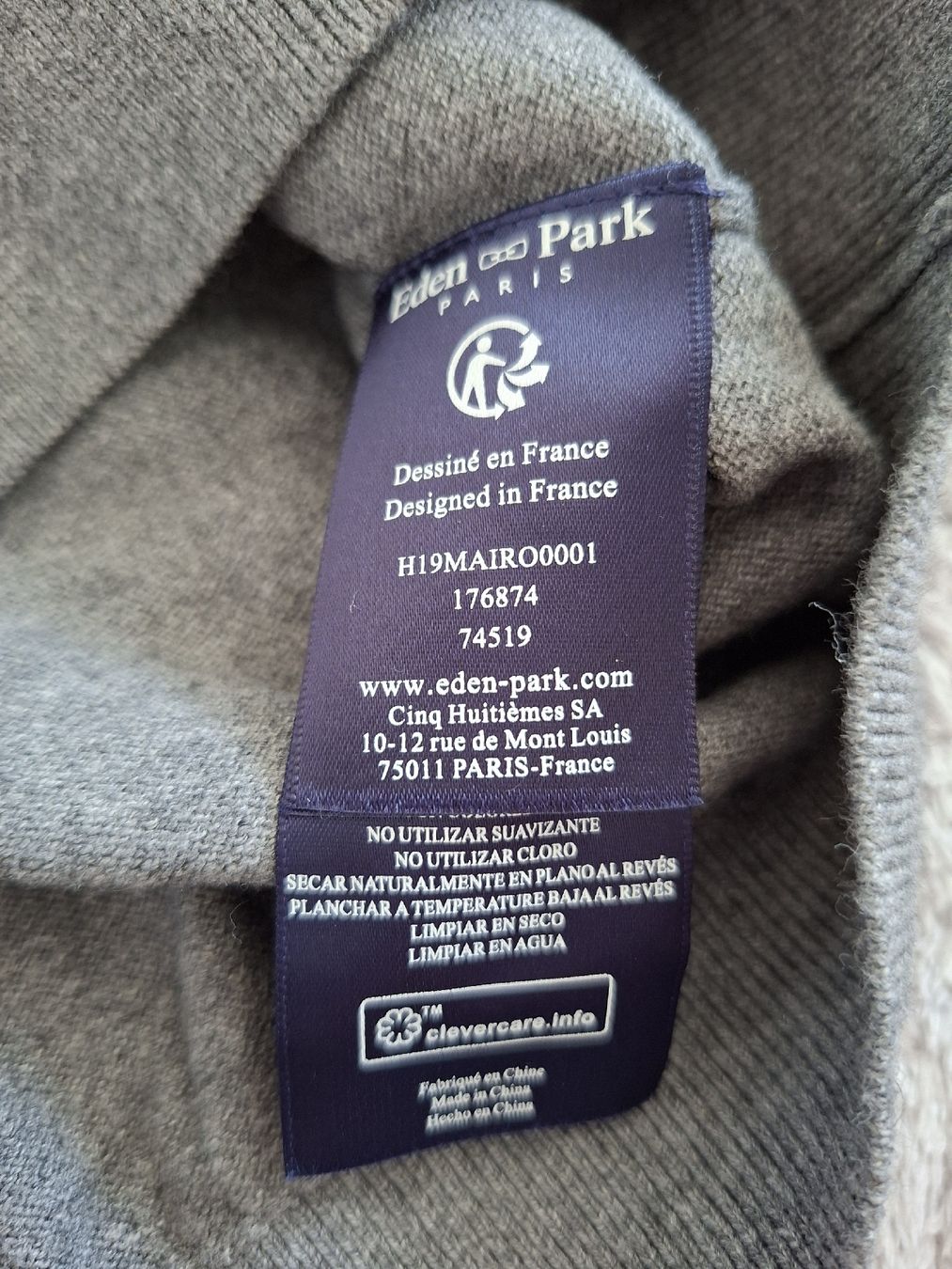 Pulls & Sweat-shirts: Pull à capuche Eden Park gris taille 4 coton cachemire – D'occasion à Renens VD par ser_j2fn 3