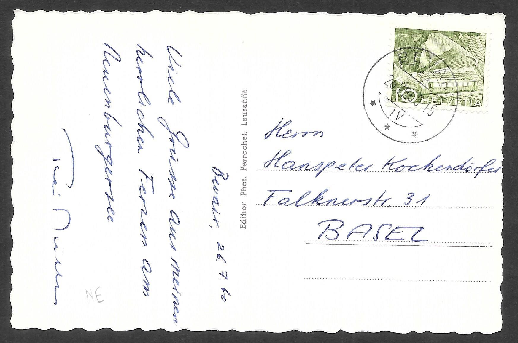 Cartoline postali: Bevaix Dorfansicht mit den Alpen – Usato da Olten venduto da clotaldi 1