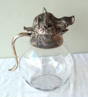 Grosse Valenti Spain Glas Karaffe Wildschweinkopf versilbert