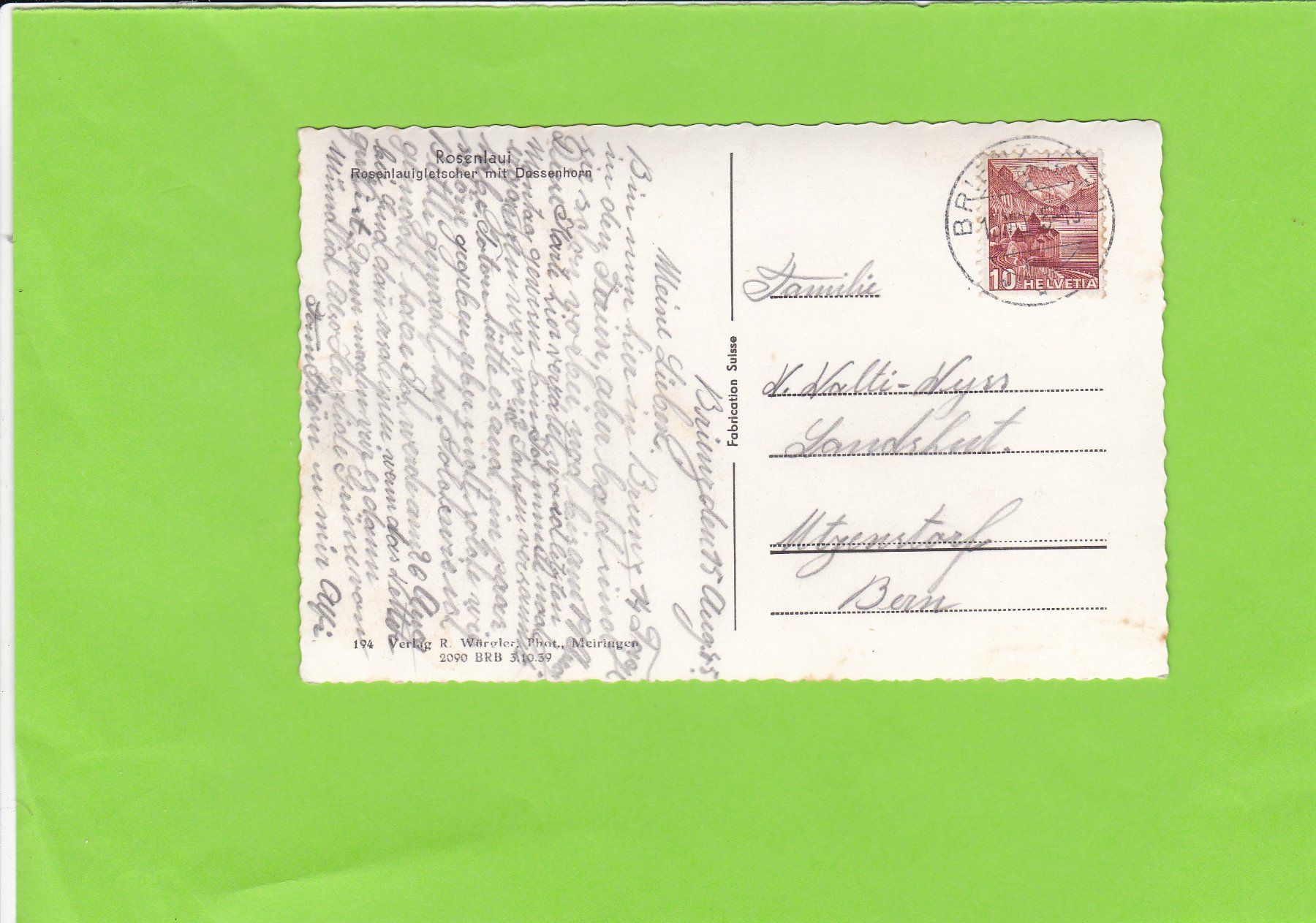 Cartoline postali: Rosenlaui mit Gletscher – Usato da St. Peterzell venduto da neckertal 1