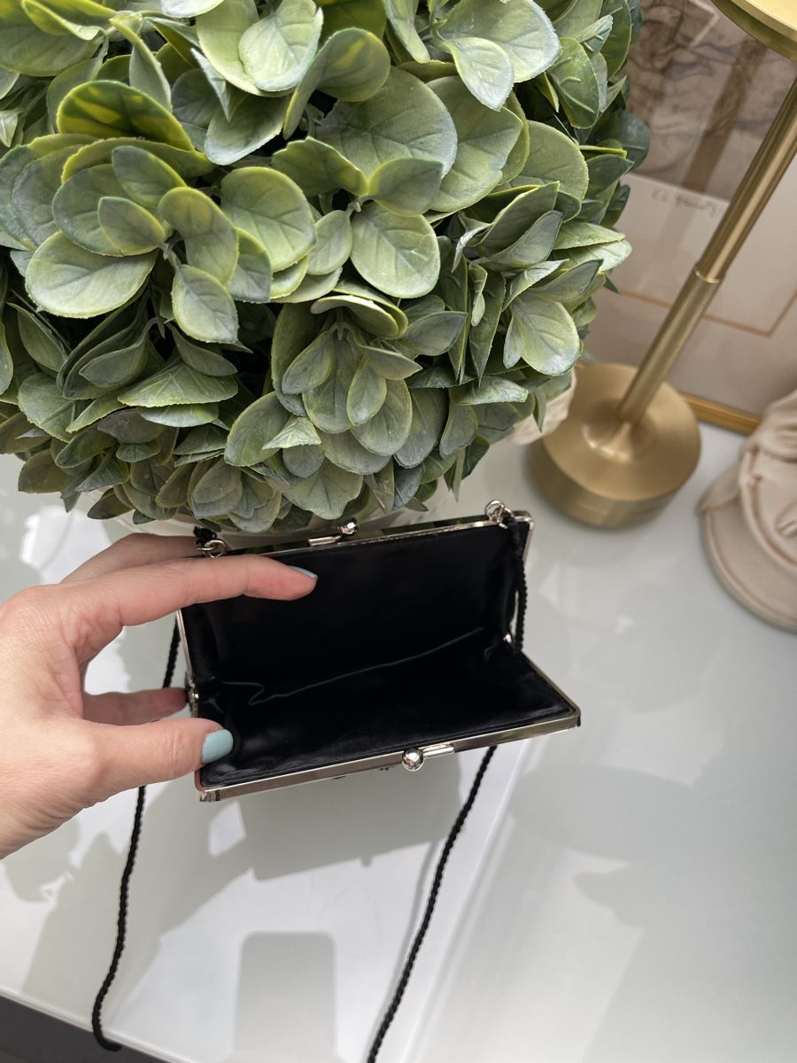 Borse da donna: Art-Deco Perlen-Abendtasche | Schwarz & Silber | Handbestick – Usato da Winkel venduto da Glamour-Style 4
