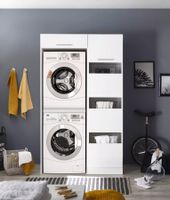 Waschmaschinenschrank Wäscheschrank - 117cm Weiss - 2 Geräte