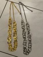 WIE NEU -  Spiral Ketten-Set - Silber & Gold