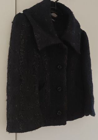 Veste / Caban court noir effet bouclé pailleté - MORGAN