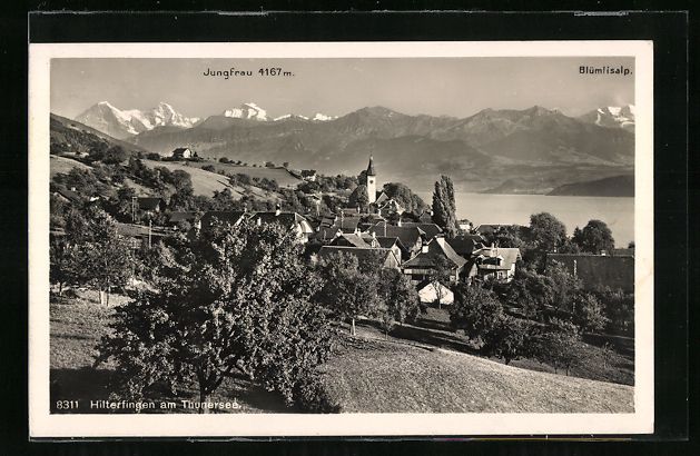 Cartoline postali: Hilterfingen am Thunersee, Ortsansicht m – Usato da Berlin venduto da bartko-reher