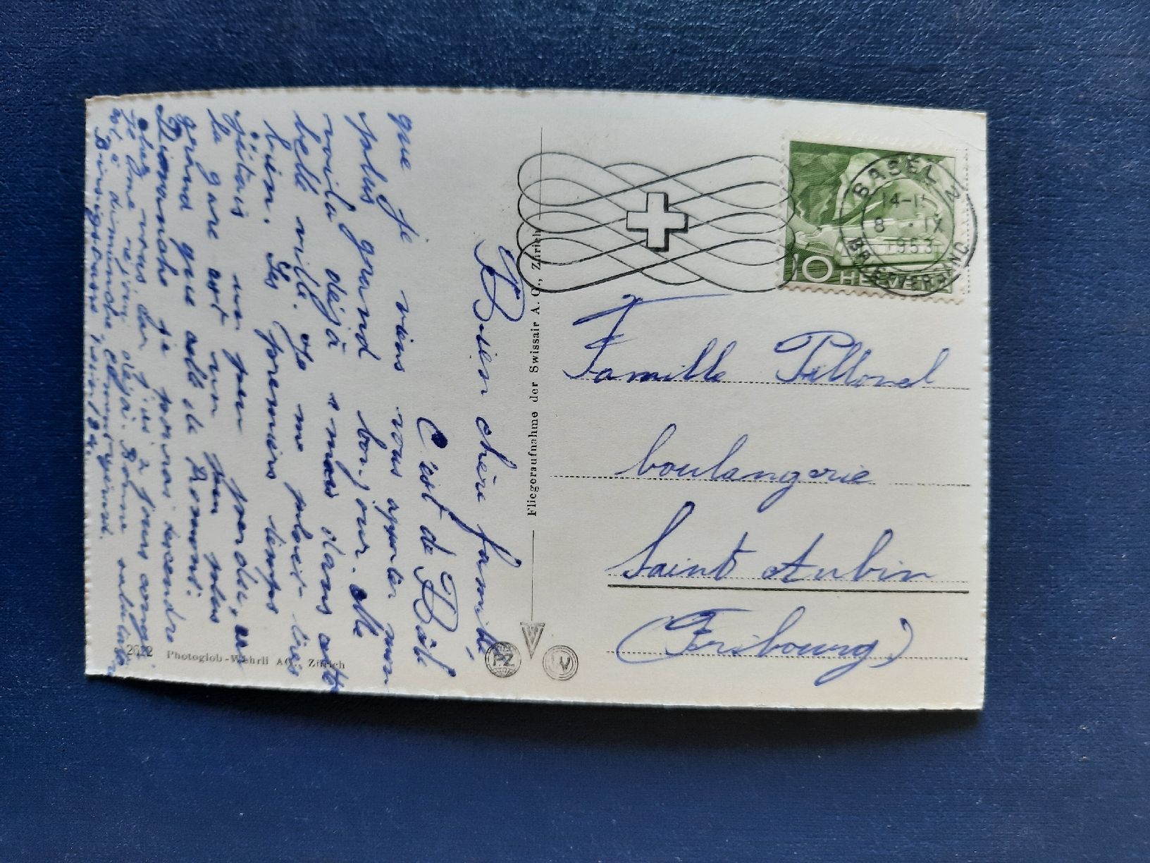 Cartoline postali: Ansichtskarte Basel, Luftbild, gest.1953 – Usato da Marly venduto da neu-adlerauge65 1
