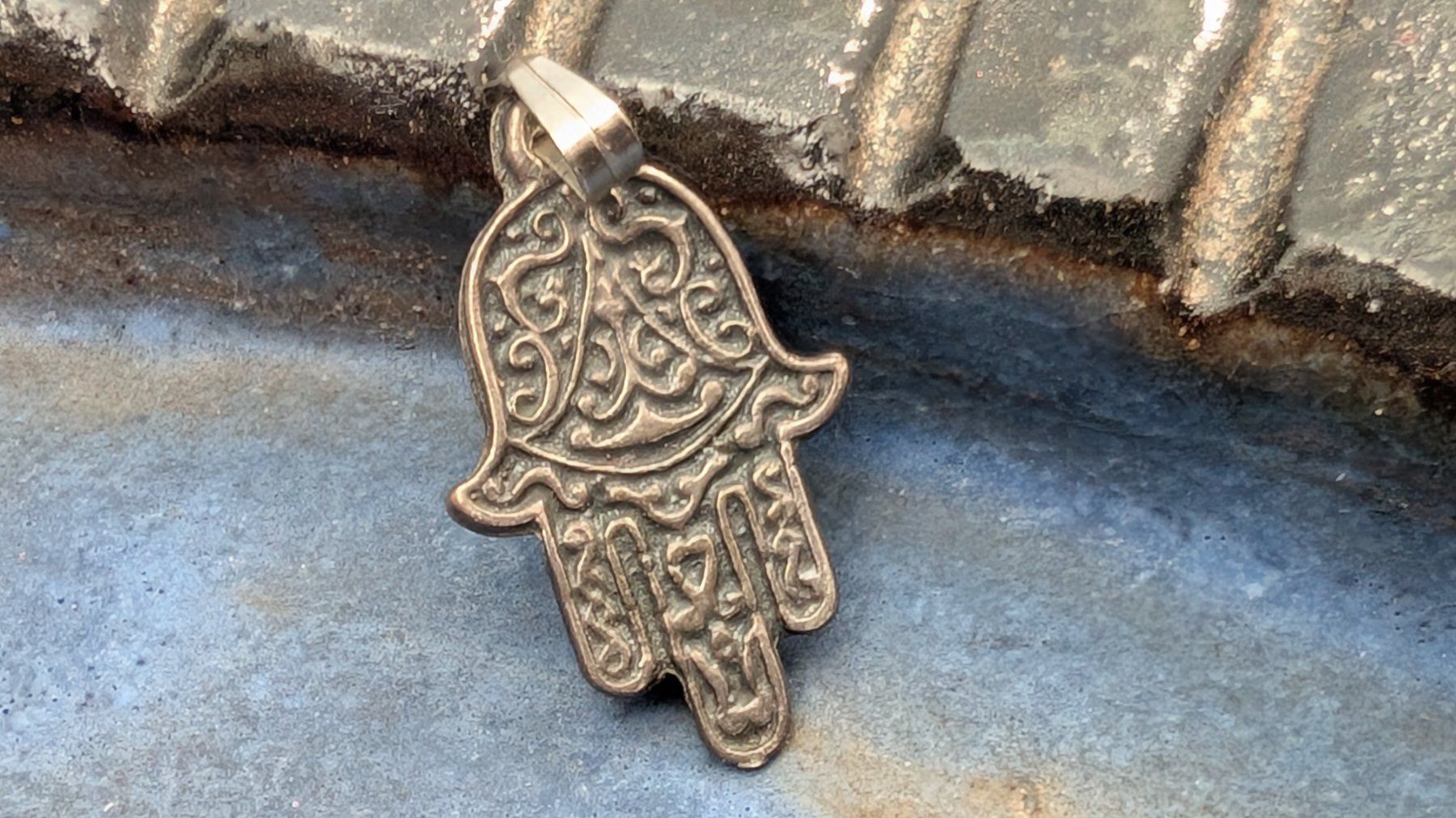 Ciondoli: Vintage Hamsa Glücksbringer, Sterling Silber – Usato da Egg b. Zürich venduto da leroy711 1