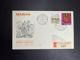 Viasa Erstflugbrief Zürich-Caracas 1985