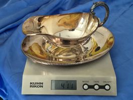 Silber Sauciere Teller England Vintage London Antik Geschirr