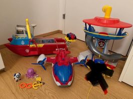 Paw Patrol Set, Flugzeug, Zentrale u. Schiff