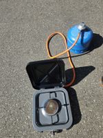 Camping Kocher mit Gasflasche und Druckminderer