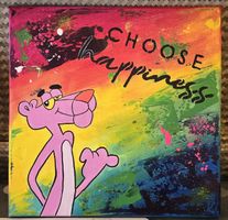 Acrylbild Pink Panther, bunt Pop Art Unikat Neu