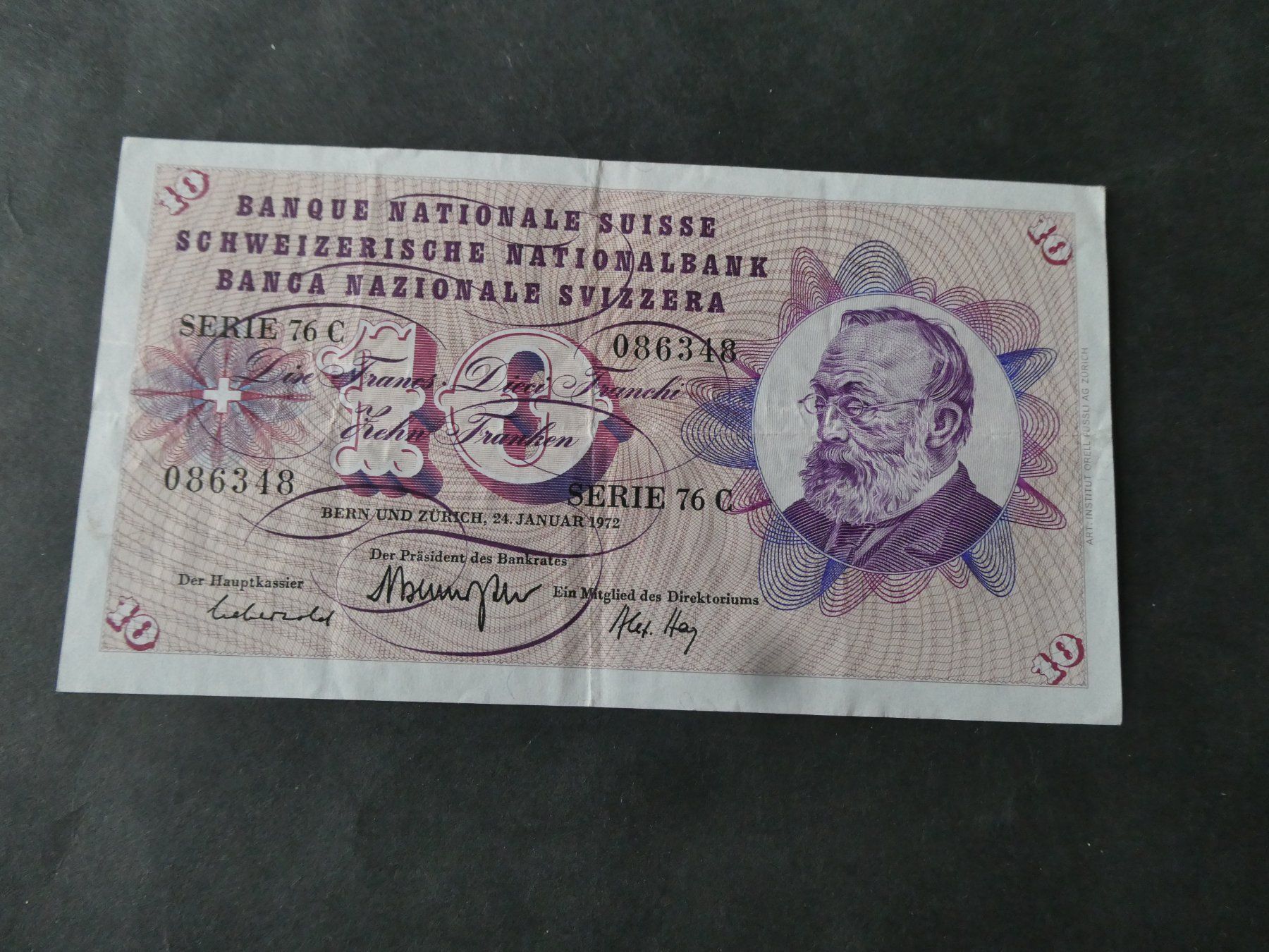 Banconote: Schweiz 1972, 10 Franken – Usato da Hinterforst venduto da Rohusri