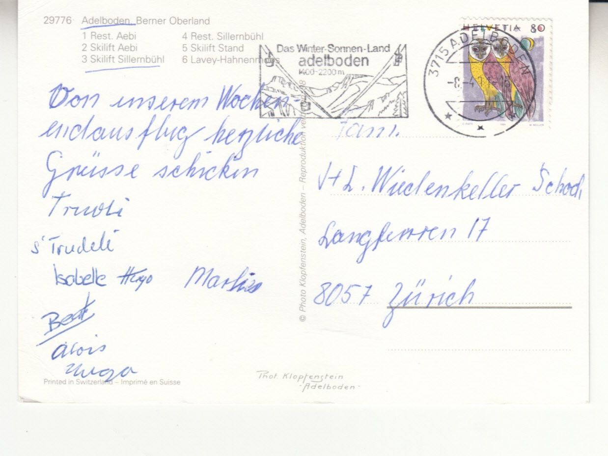 Ansichtskarten: Aebi Sillernbühl 1991 – Gebraucht aus Bürglen TG von StampGraf 1