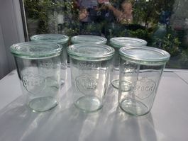 6 Weck Sturzgläser mit 1000ml mit Gummis & Klammern, NEU!!