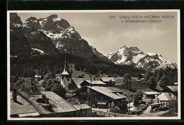 Cartoline postali: Gsteig, Ortsansicht mit Olden- und Schla – Usato da Berlin venduto da bartko-reher