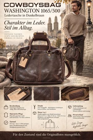 Cowboysbag Washington 1065 Ledertasche Dunkelbraun, wie neu