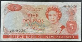 Seltene 5 NZD Note, Reserve Bank Neuseeland, Top Zustand