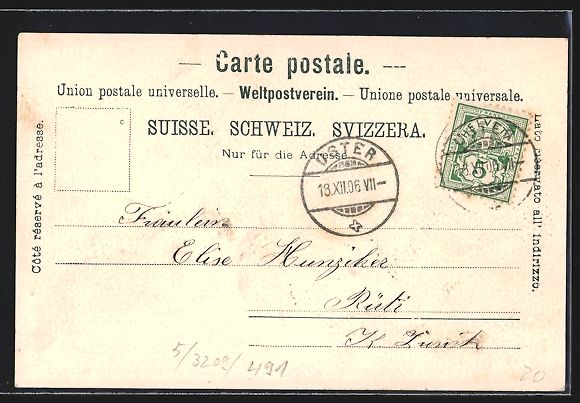 Cartoline postali: AK Uster, Ortsansicht mit Kirche, 1906 – Usato da Berlin venduto da bartko-reher 1