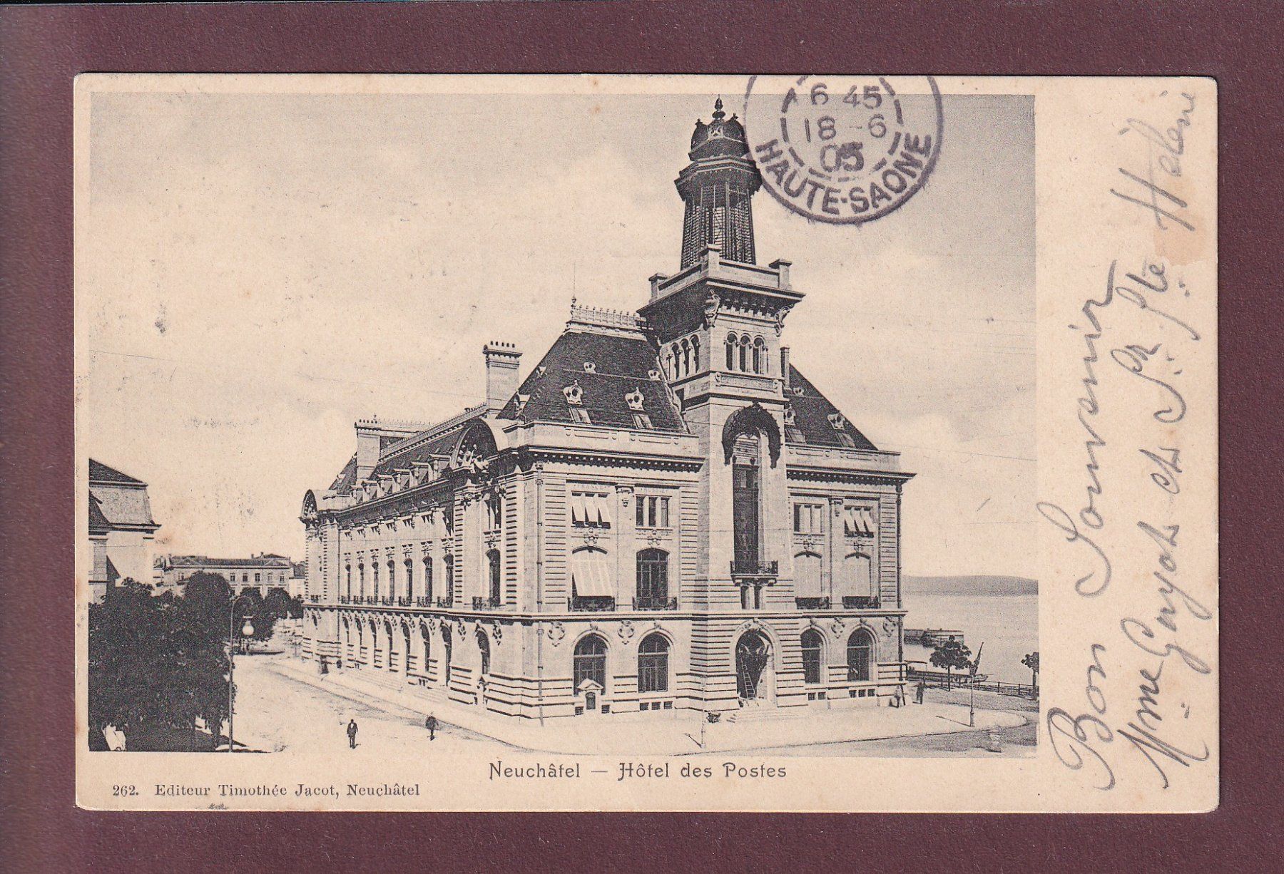 Ansichtskarten: NEUCHÂTEL - Hôtel des Postes - 1905 – Gebraucht aus Pully von nicecards