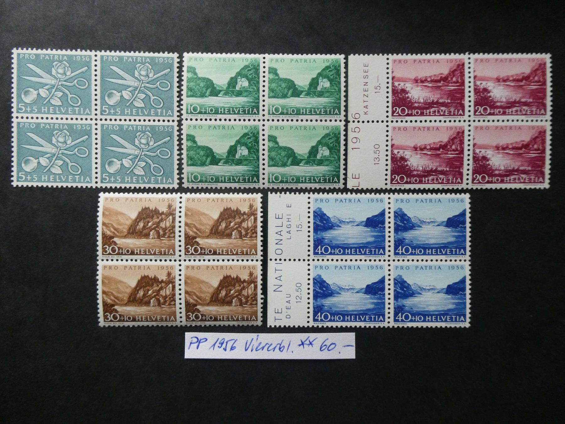 Tutti i francobolli: PP 1956 postfrische Viererblöcke – Usato da Lausen venduto da Herbamare01
