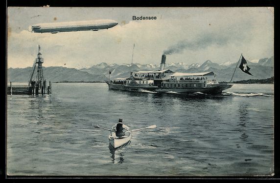 Foto & Poster: Zeppelin im Fluge über dem Bodensee, Sc – Usato da Berlin venduto da bartko-reher