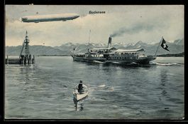 Zeppelin im Fluge über dem Bodensee, Sc