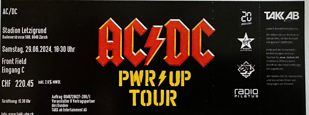 AC/DC Frontfield Zürich | Kaufen auf Ricardo