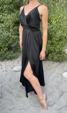Maxi Abito da sera👌nero spalline sottili con spacco tgM/L