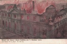 Basel Stadttheater Brand 1904 - Seltene, alte Postkarte!
