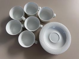 Hutschenreuther 6 Tassen „Scala Bianca“ mit Biscuit-Rand