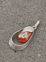 Vintage 925er Silber Anhänger mit Natur Bernstein Top