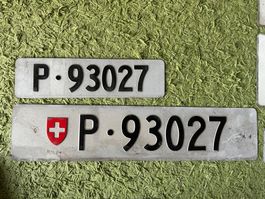 Paar Nummernschilder PTT Post 93027 antik f. Sammler