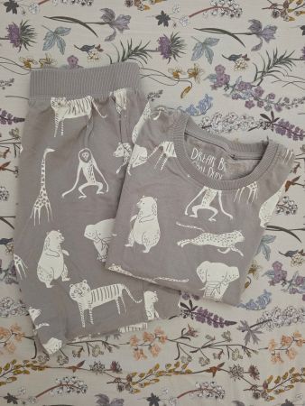Sommerpyjama beige mit Tiermotiv Gr. 128