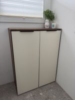 Pfister Shoe Cabinet with Walnut Top - Cream Doors