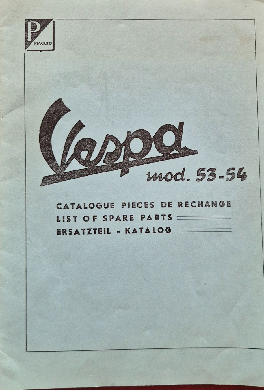 Bücher: Vespa Ersatzteilkatalog mod.53-54 – Gebraucht aus Hüswil von jap03