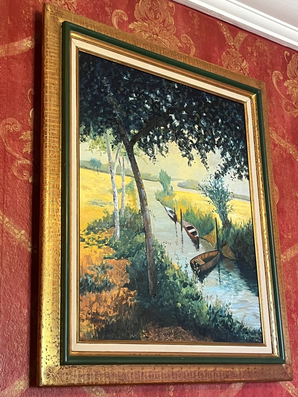 Gemälde: Tableau Paysage Rivière Bateaux GINA KARVAN – Gebraucht aus GENEVE von hehakasapa 4