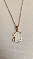 Goldfarbige Halskette mit Katzen Anhänger, neu! ✨