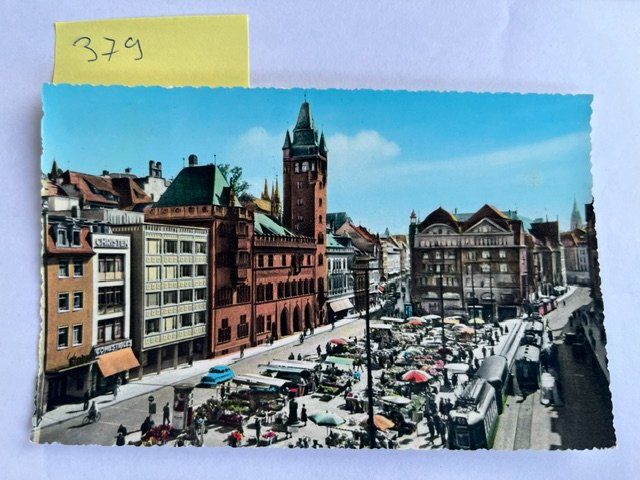 Cartes postales: Postkarte Basel Marktplatz, 1961 – D'occasion à Niederwil AG par dahu75