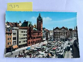 Postkarte Basel Marktplatz, 1961