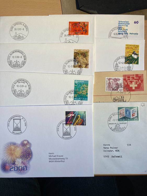 Schweiz Brief Lot 8 Briefe mit Werbestempel PLZ 3065-3112 1