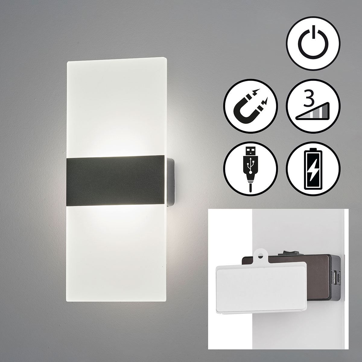 Lampade: LED Wandleuchte, Dimmer, 23 cm Höhe – Nuovo (secondo la descrizione) da Kreuzlingen venduto da Smart-Light