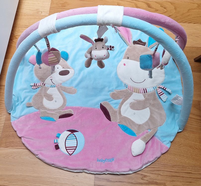 Krabbeldecke Baby Spieldecke Laufstall, Schildkröte Erlebnisdecke Spielbogen, JEOBEST, 3-in-1