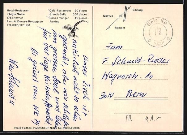 Cartoline postali: AK Neyruz, Hotel-Restaurant Aigle Noir – Usato da Berlin venduto da bartko-reher 1