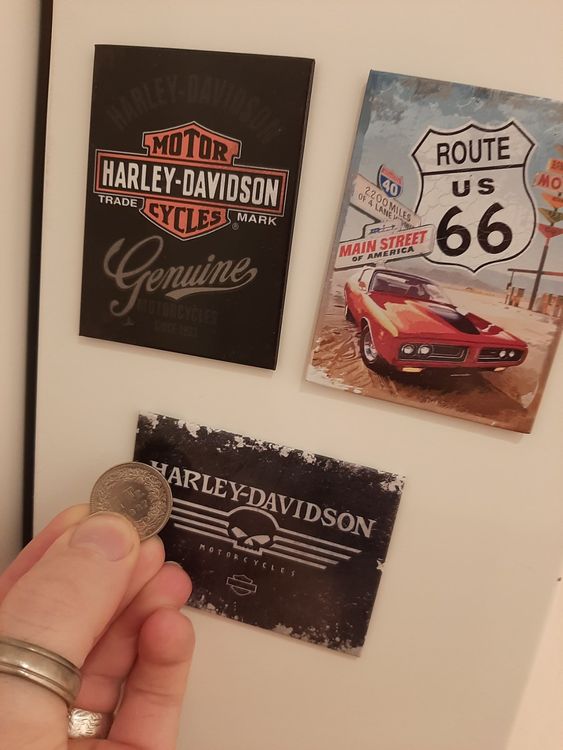 Magnete Harley Davidson Logo #1 - Acrilico Rosso Bianco Blu 8,3x5,1cm - Foto 3